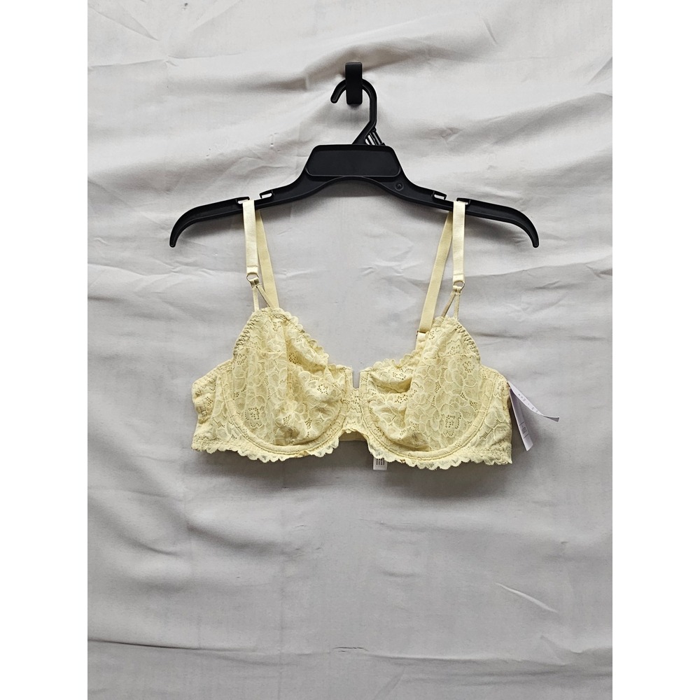 Auden Womens Lace Underwire Bra Yellow Nylon Blend Casual Size 38B